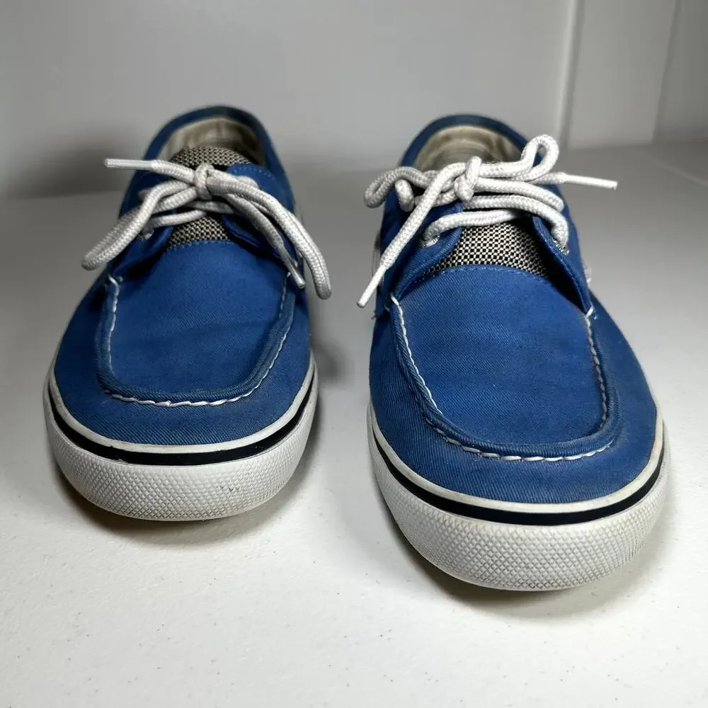 Sperry Top-Sider Men’s 10M Blue Canvas Boat Shoes Lace Up Casual Deck Shoes